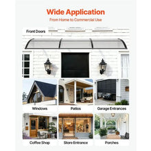 38 x 117 in Door Awning Canopy, Polycarbonate Front Door Cover Rain & UV Protection (Clear)