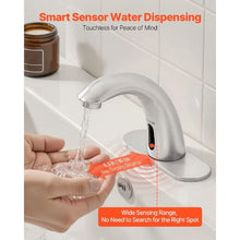 9/16" Touchless Motion Sensor Bathroom Faucet, Battery-Operated with Cover Plate, Adjustable Temp, Brushed Nickel