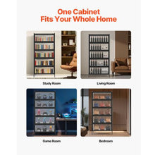 68-Inch Display Cabinet with Acrylic Doors 5-Tier Wooden Curio Cabinet for Collectibles