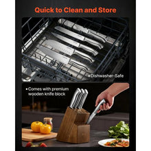 15-Piece Kitchen Knife Set with Block & Sharpener German High Carbon Stainless Steel Cutlery