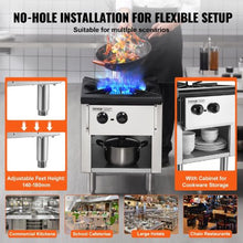 Commercial Gas Stove with Cabinet 90,000 BTU Propane/Natural Gas Range Stainless Steel