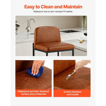 27-Inch Modern Bar Stool Set of 4 with Backrest Metal Legs Easy Assembly Armless Bar Chair for Bar and Cafe (Brown)