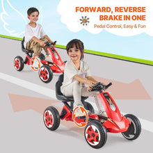 Kids Pedal Go-Kart 4-Wheel Off-Road Ride-On Adjustable Seat Non-Slip Wheels Red  Ages 3–8