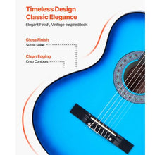 38 Inch Classical Guitar Starter Kit with Gig Bag Tuner Capo & Accessories (Blue)