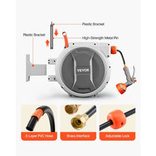 84 ft Retractable Garden Hose Reel 1/2" Wall-Mounted Hose Reel with 9-Pattern Nozzle & 180° Swivel Bracket