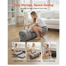 Japanese Tatami Mat Twin Foldable 9-Layer Floor Mattress with Storage Bag for Sleeping & Yoga (Gray)