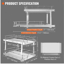 14W×21D×15H inches Heavy Duty Slide Out Pantry Shelves Steel Roll Out Drawers Sliding for Kitchen  LX-C9274