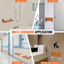 Folding Teak Shower Seat Wall-Mounted 440 LB Capacity