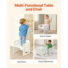 Kids Montessori Table and Chair Set Adjustable Height (White)