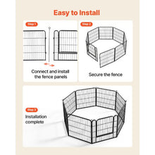 Dog Playpen 24" 8-Panel Foldable Metal Pet Fence with Door Indoor/Outdoor (Black)