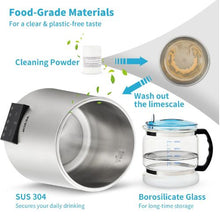 1.1 Gal Water Distiller 0.4 Gal/H 1750W 304 Stainless Steel Countertop Maker Dual Temp Display Glass Carafe & 3 Carbon Packs - (Silver)