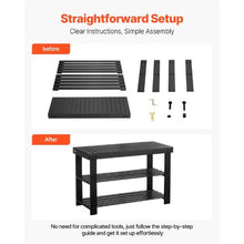 3-Tier Bamboo Shoe Rack Bench Entryway Storage Organizer Holds for Front Door Hallway Living Room Bedroom (Black)