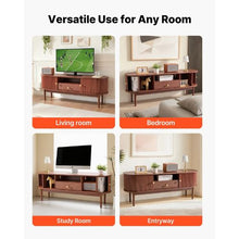58 In Mid Century Modern TV Stand with Drawer Open Shelves & Rolling Door for Living Room & Bedroom