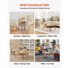 Round Coffee Table Set 31.3-Inch Coffee Table with End Table Metal Legs (2-Piece)