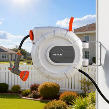Retractable Garden Hose Reel 1/2" x 50 FT Wall Mounted with 9-Function Nozzle180° Swivel & Auto Rewind