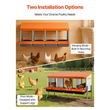 4-Compartment Chicken Nesting Box Roll-Away Egg Laying Box with Legs Steel & Plastic for Hens (Orange)