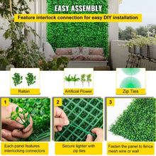 20 x 20-In Artificial Boxwood Panels for Decoration of Outdoor Indoor Garden Fence and Backyar