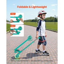 2-Wheel Kick Scooter for Kids 3+ – Light-Up Wheels Adjustable Handlebar Anti-Slip Deck Foldable Green Up to 110 lbs