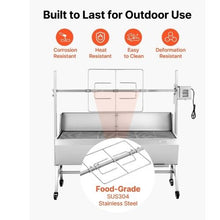 Charcoal Rotisserie Grill 38W Pig & Lamb Spit Roaster 132 LB Capacity Wheels Stainless Steel