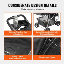 3 Wheels Dog Stroller With 35lbs Detachable Carrier DTC-803