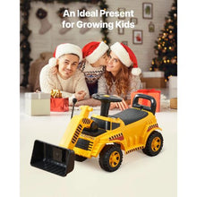 Ride-On Toddler Excavator Car 19-36 Months with Music Storage 55 lbs Capacity Foot-to-Floor Walker Yellow