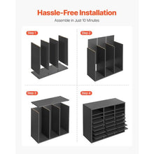 24-Compartment Wooden Literature Organizer with Adjustable Shelves for MDF Mail Sorter for Files & Documents (Grey)