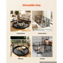 Dog Playpen 24" 8-Panel Foldable Metal Fence with Door & Bottom Pad Black