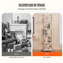 5-Tier Ladder Shelf15.6 x 11.8 in Bookshelf Metal Frame Open Storage Rack for Kitchen Bedroom Bathroom & Living Room Gold White