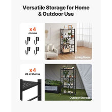 4-Tier Foldable Metal Storage Shelf with Wheels No Assembly (Black)