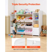 Kids Cubby Storage Cabinet with Bookshelf (White)