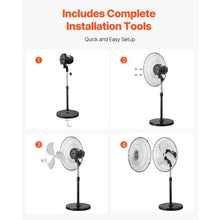 18-Inch Industrial Pedestal Fan - 90° Oscillating 3-Speed Adjustable Standing Fan (Black)