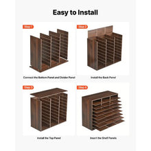 Wood Literature Organizer 27 Compartments Adjustable Shelves Countertop File Sorter (Brown)