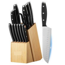 15-Piece High Carbon Stainless Steel Knife Set with Sharpener & Wooden Block