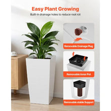 30" Tall Planters Large White Tapered Outdoor Flower Pots with Casters Inner Pots & Drainage Set of 2