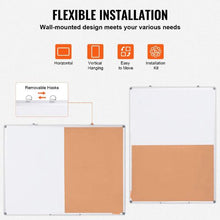 48" x 36" Whiteboard & Cork Board Combo with Aluminum Frame – 2-in-1 Magnetic for School Home Office
