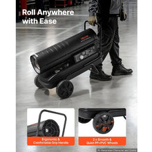 Forced Air Kerosene Heater 125,000 BTU Diesel Torpedo Heater Portable with Wheels & Thermostat (Black)