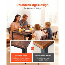 5-Piece Bar Table Set, 47″ Rectangular Pub Table with 4 Stools, Rounded Edges Walnut & (Black)