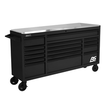 72” RS Pro Black 16 Drawer Roller Cabinet with Stainless Steel BK04072164
