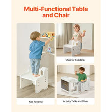 Montessori 3-in-1 Toddler Table & Chair Set with Chalkboard Adjustable Height (White)