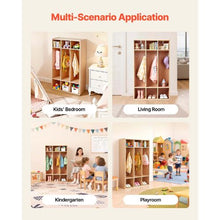 Kids Coat Cubby Organizer, 3-Section Wooden Locker with 6 Storage Cubbies