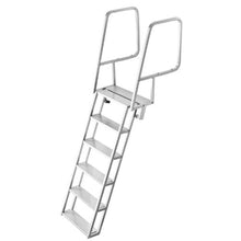 6-Step Dock Ladder 81.3" Flip-Up Aluminum Alloy Pontoon Boat Swim Ladder 350 lbs Weight Capacity