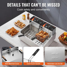 Commercial Deep Fryer 3000W Electric Turkey Fryer 18Qt/17L Stainless Steel with 3 Baskets (Silver)