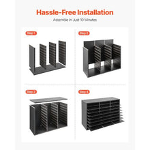 27-Compartment Literature Organizer with Removable Shelves Wooden Mailbox Sorter (Black)