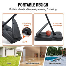 54 inch 7.6-10 ft Adjustable Height Portable Backboard System Basketball Hoop for Outdoor/Indoor