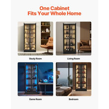 67-Inch Display Cabinet with Doors Lighted Curio Cabinet with Shelves