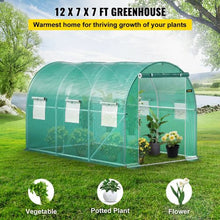 12×7×7' Ft Green Portable Plant Hot House with Galvanized Steel Hoops Walk-in Tunnel Greenhouse VV-TG-1277GREEN