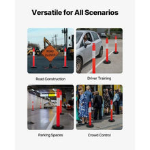 48" Traffic Delineator Posts Safety Cones with Fillable Base & Reflective Strips for Construction & Crowd Control (3 Pack)