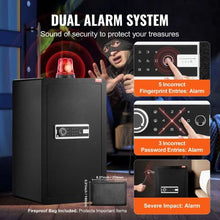 Single Door 4.0 Cu. Ft. Digital Safe Box with Fingerprint & Key Lock, Fireproof Bag, LED Interior Light, Shelves & Key Rack – Black
