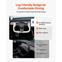 Tesla Model 3 Steering Wheel 2016–2023 Carbon Fiber Flat-Bottom Design Heated Leather Grip (White)