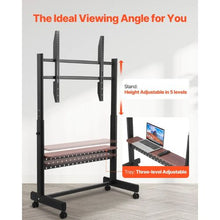 55-100" Rolling TV Stand, Height Adjustable Portable with One-Layer Tray for Home & Office (Double Bracket)